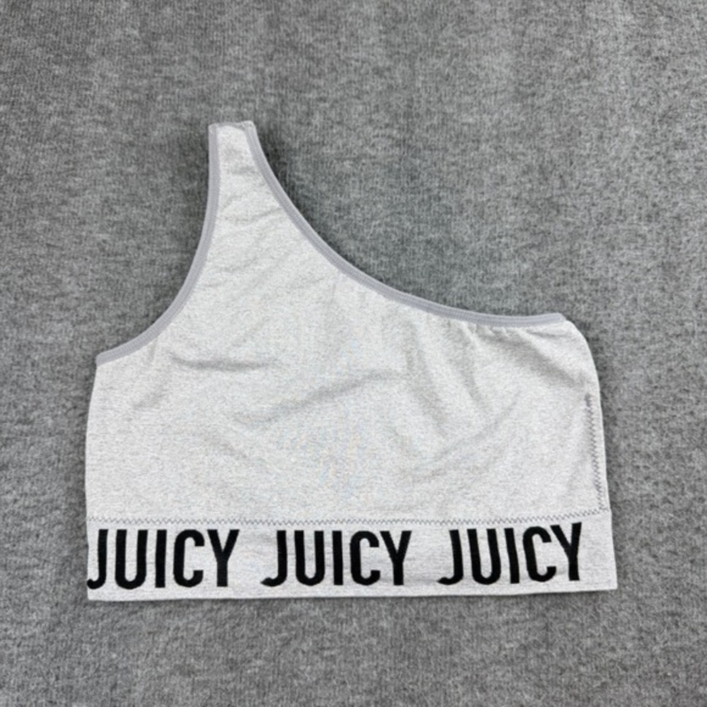 Juicy Couture One Shoulder Sports Bra Women's M Medium Gray‎ Logo Bralette